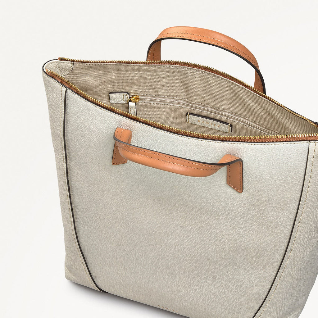 Kendal Terrace Leather Medium Ziptop Backpack in Chalk - 111566