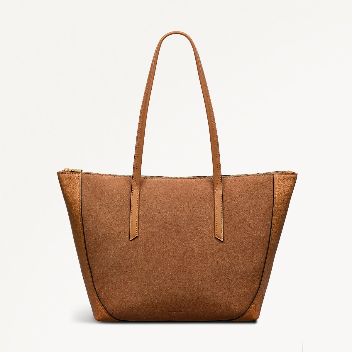 Kendal Terrace Leather Large Ziptop Tote Bag in Dark Butter - 111568