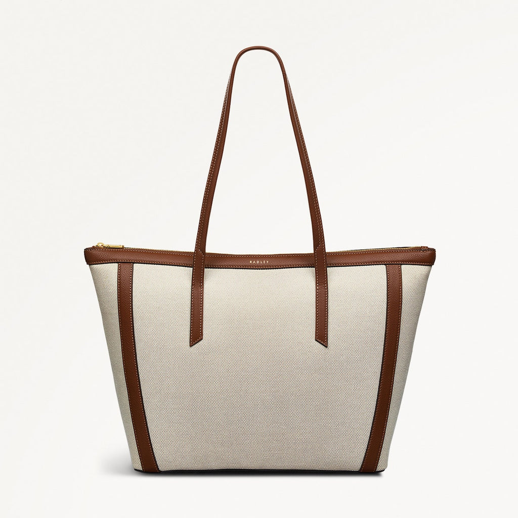 Kendal Terrace Fabric Large Ziptop Tote Bag in Indus Tan - 111570