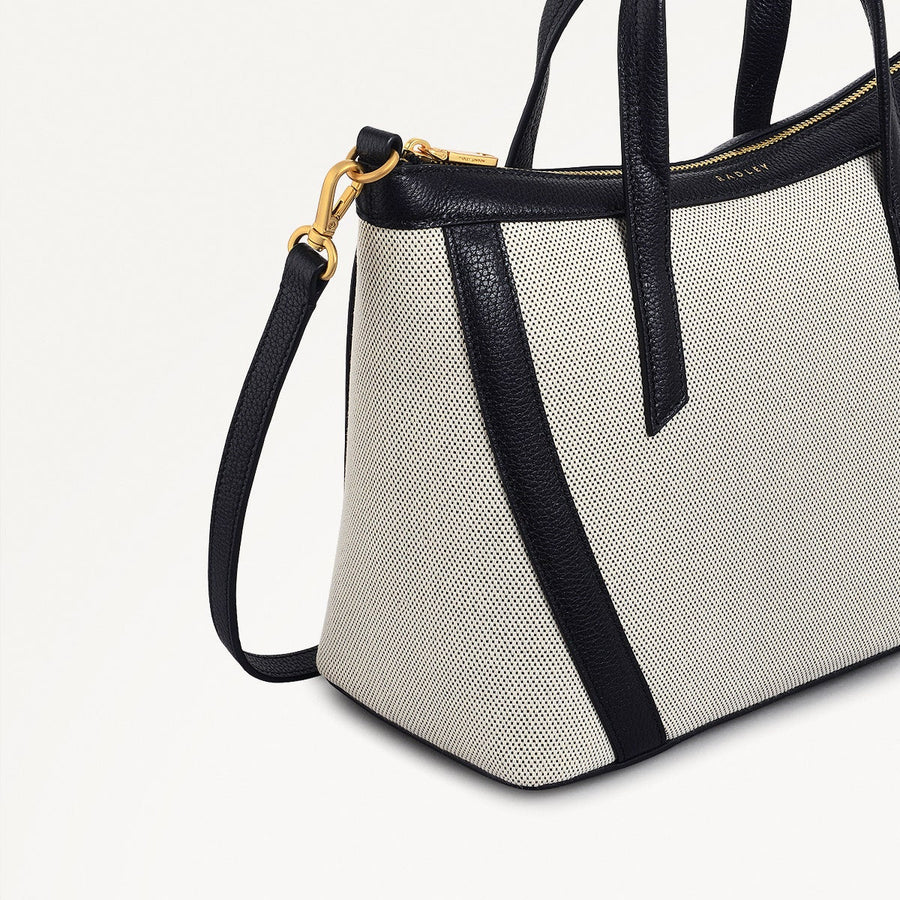 Kendal Terrace Fabric Medium Ziptop Grab Bag in Black - 111571