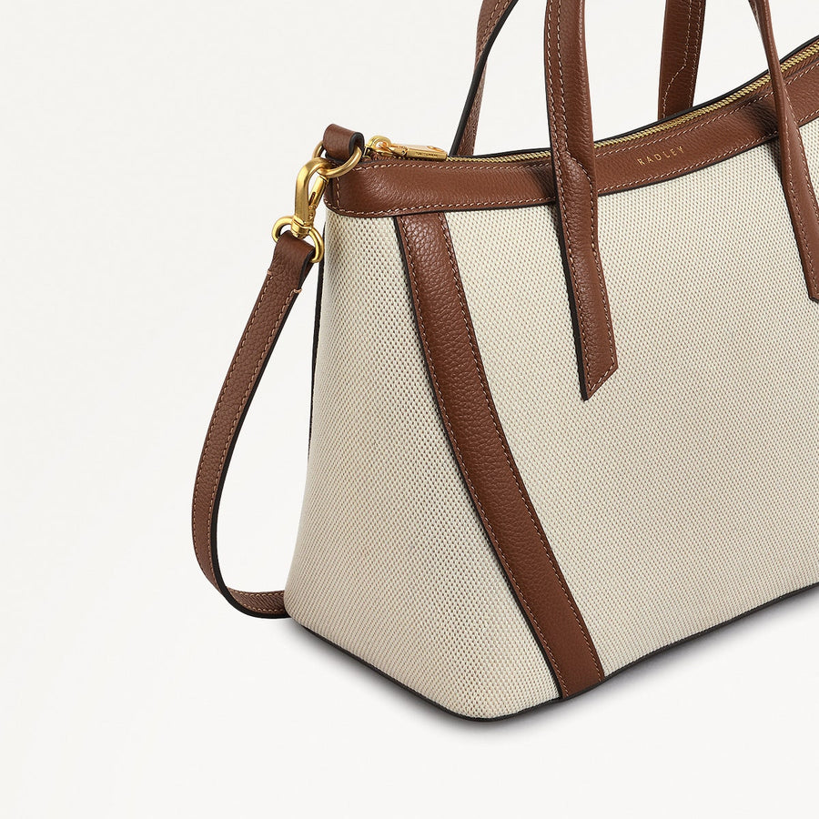 Kendal Terrace Fabric Medium Ziptop Grab Bag in Indus Tan - 111572