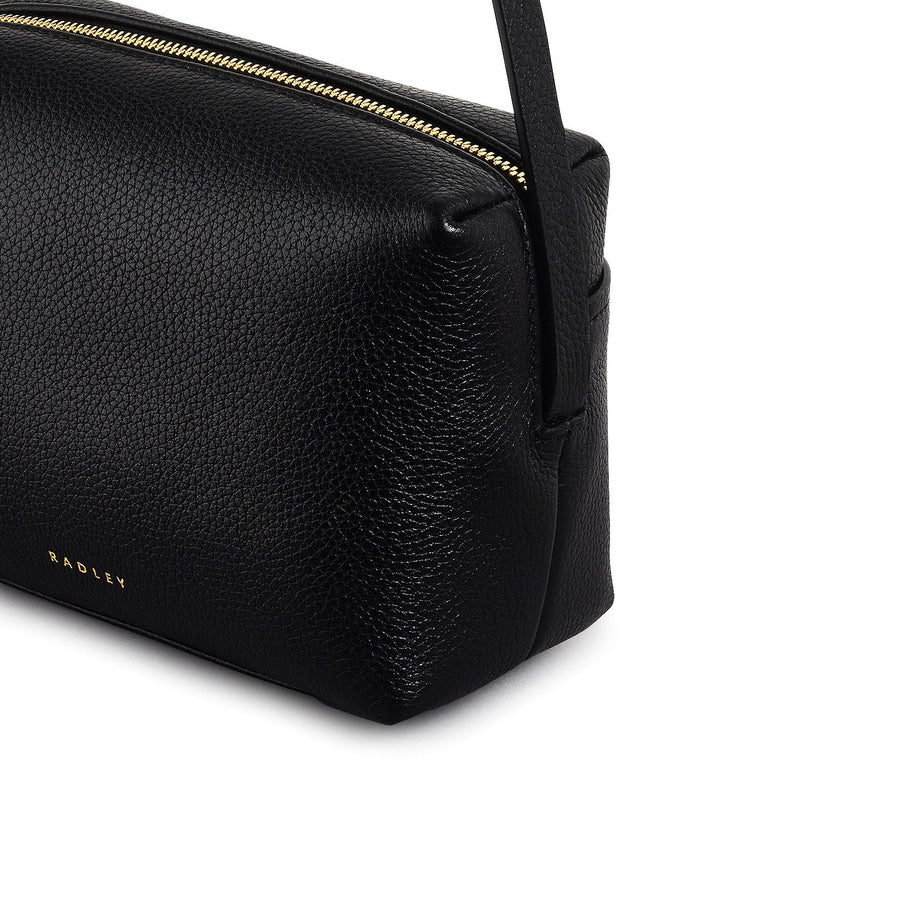 Bishops Lane Leather Small Ziptop Cross Body Bag in Black - 111573