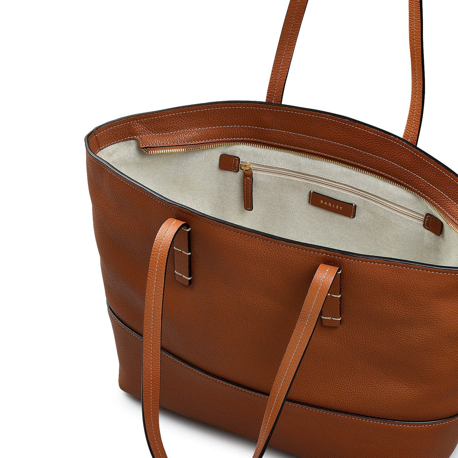 Bishops Lane Leather Large Ziptop Tote Bag in Indus Tan - 111580