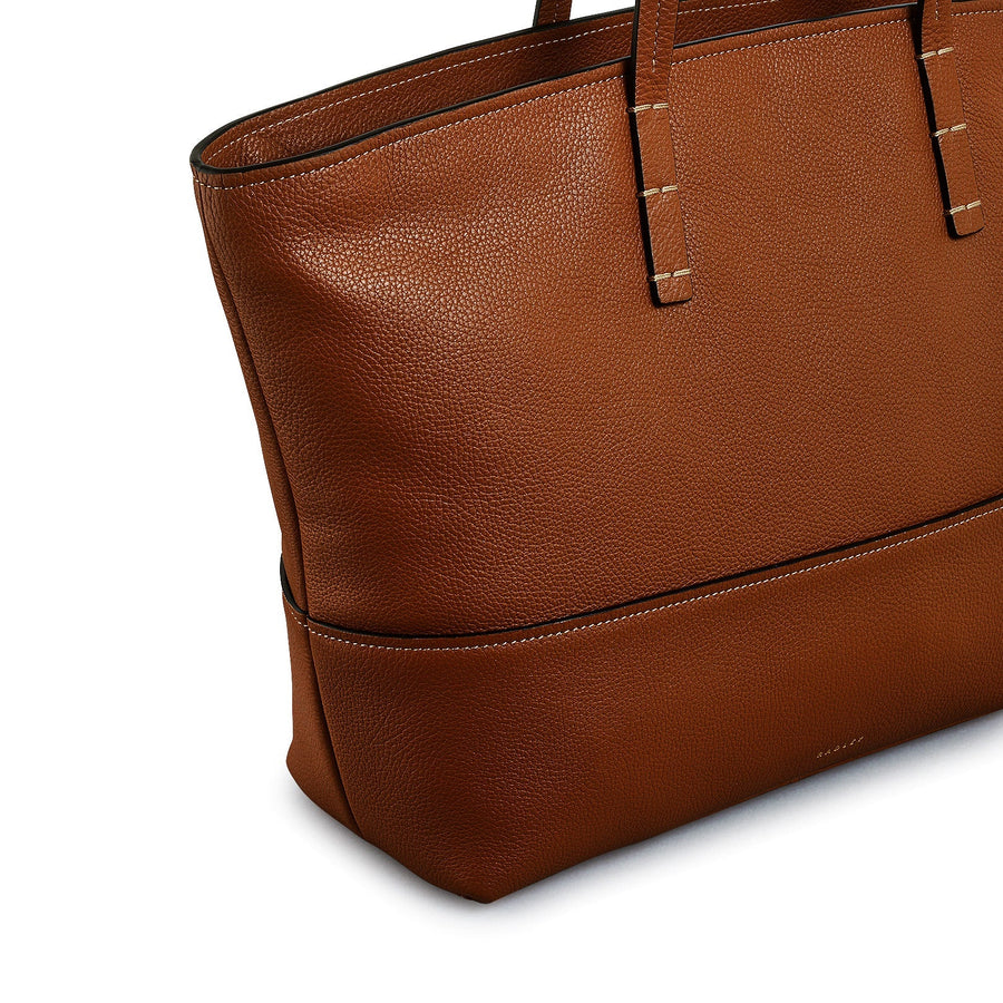 Bishops Lane Leather Large Ziptop Tote Bag in Indus Tan - 111580