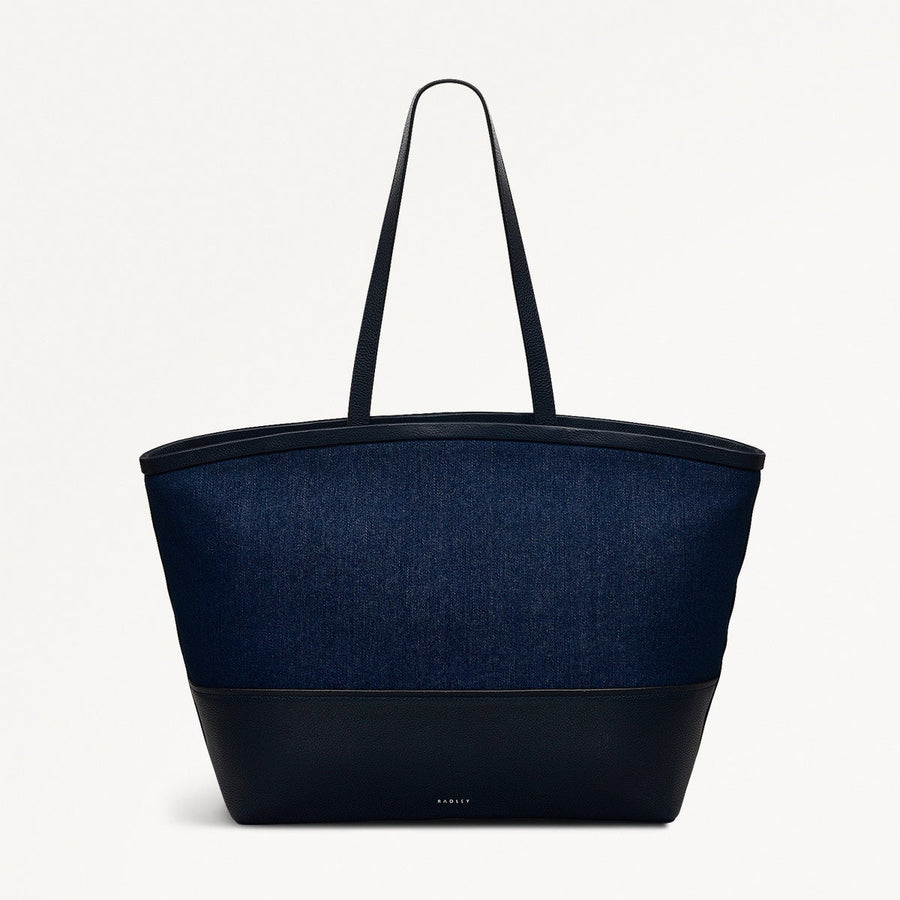 Bishops Lane Leather Large Ziptop Tote Bag in Indigo - 111585