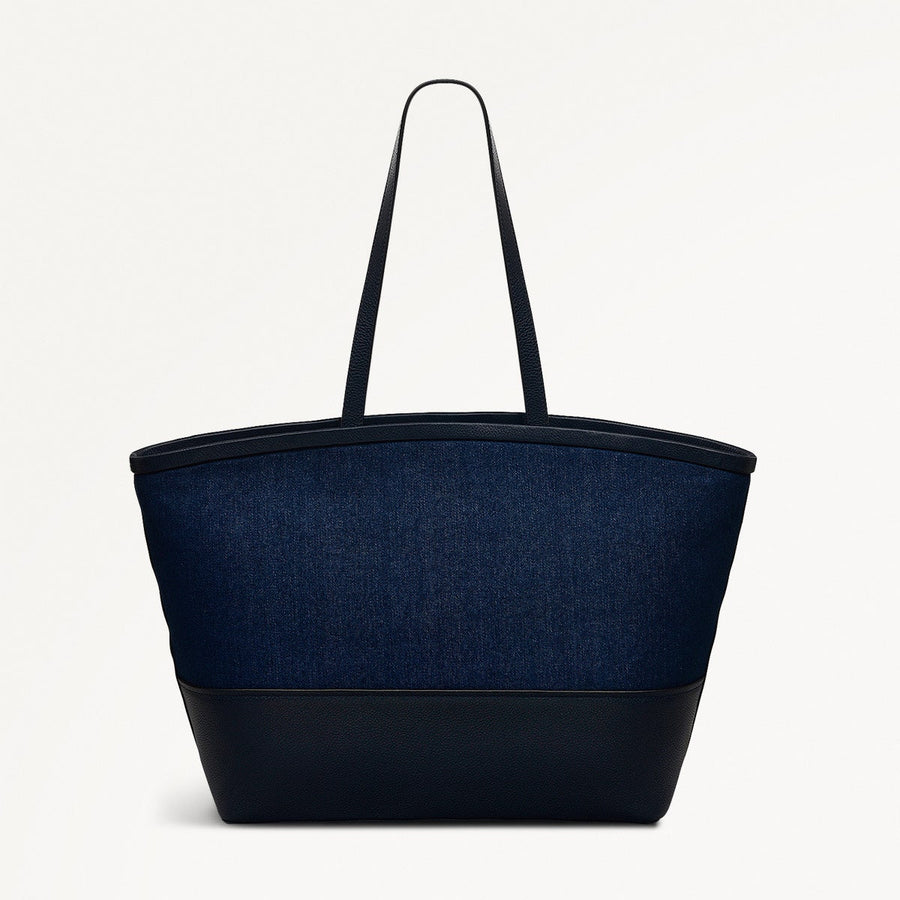 Bishops Lane Leather Large Ziptop Tote Bag in Indigo - 111585