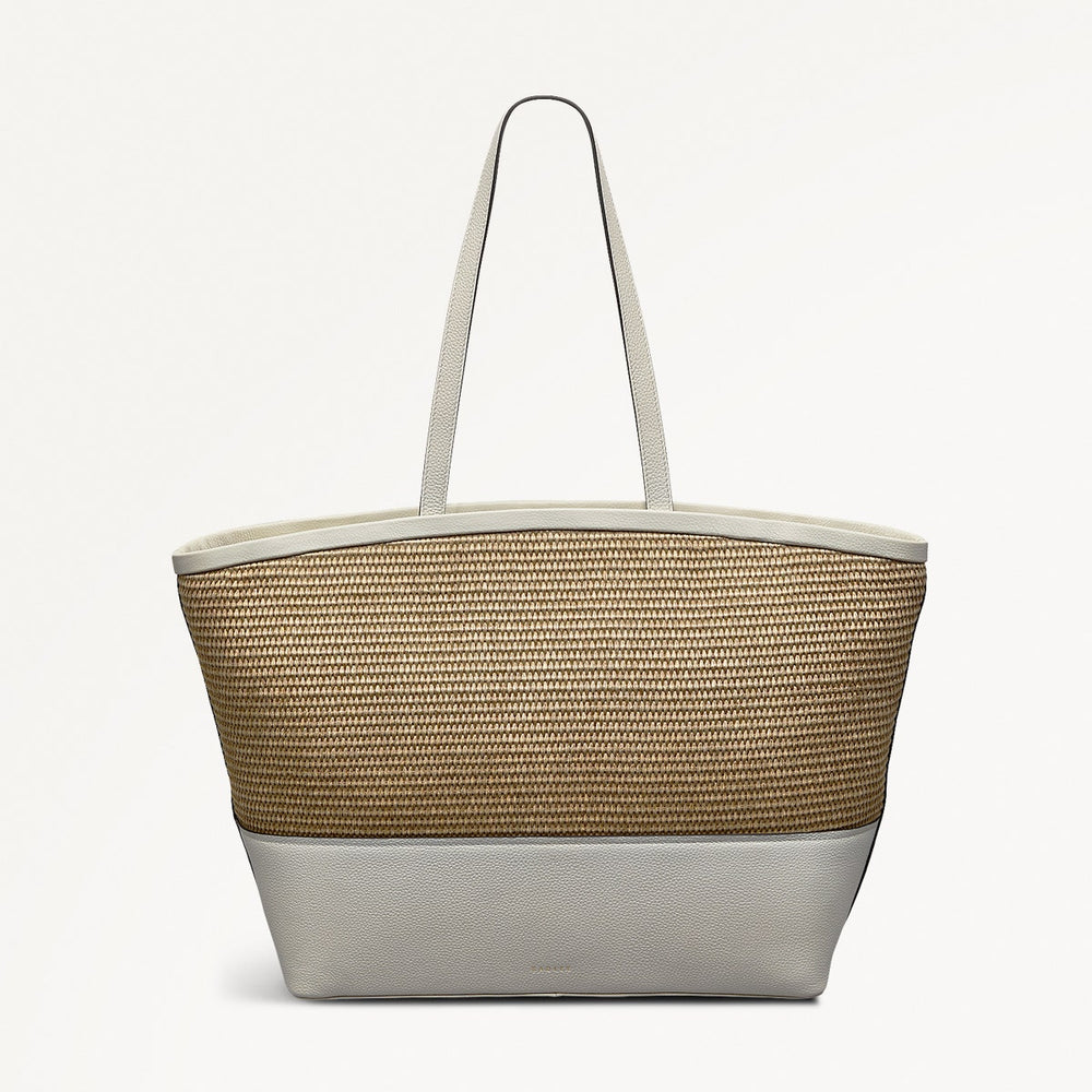 Bishops Lane Leather Large Ziptop Tote Bag in Chalk - 111586