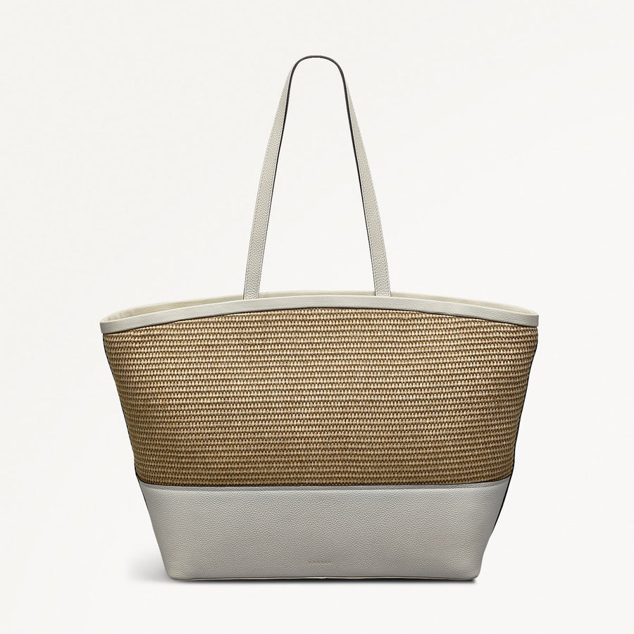 Bishops Lane Leather Large Ziptop Tote Bag in Chalk - 111586