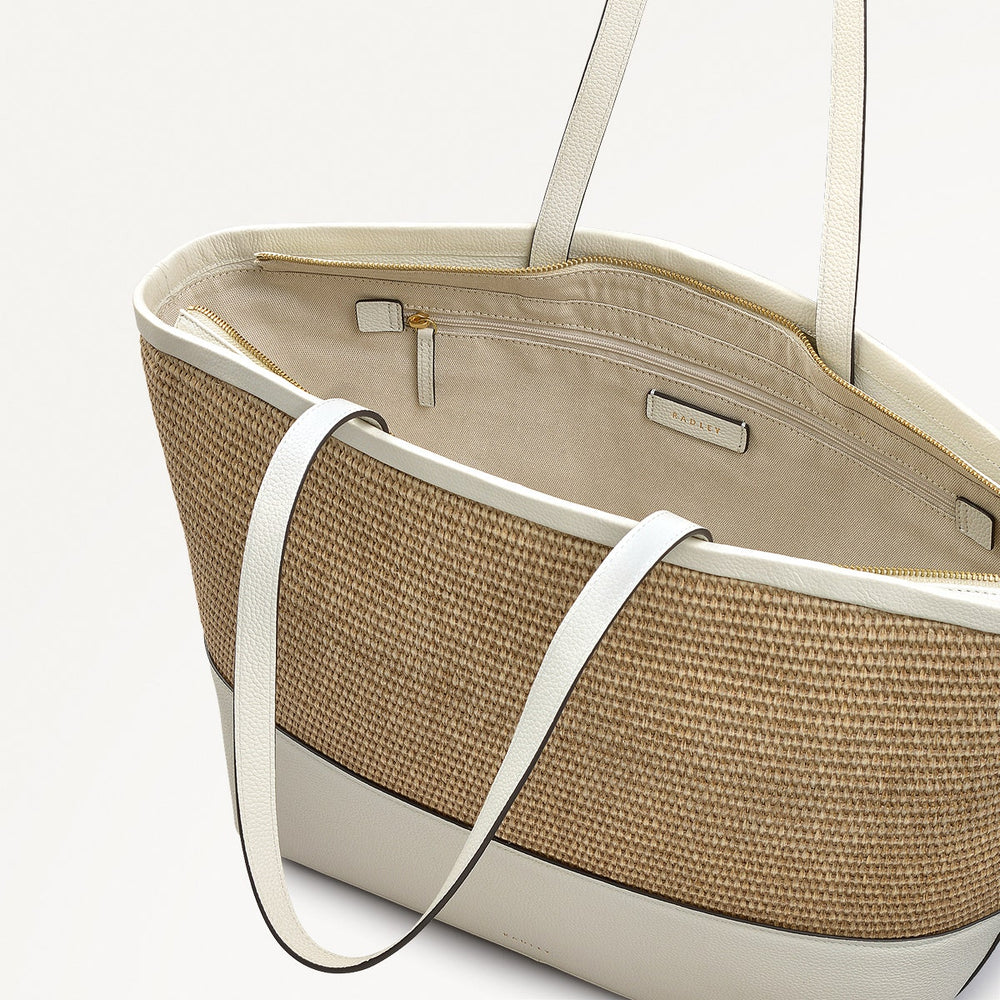 Bishops Lane Leather Large Ziptop Tote Bag in Chalk - 111586