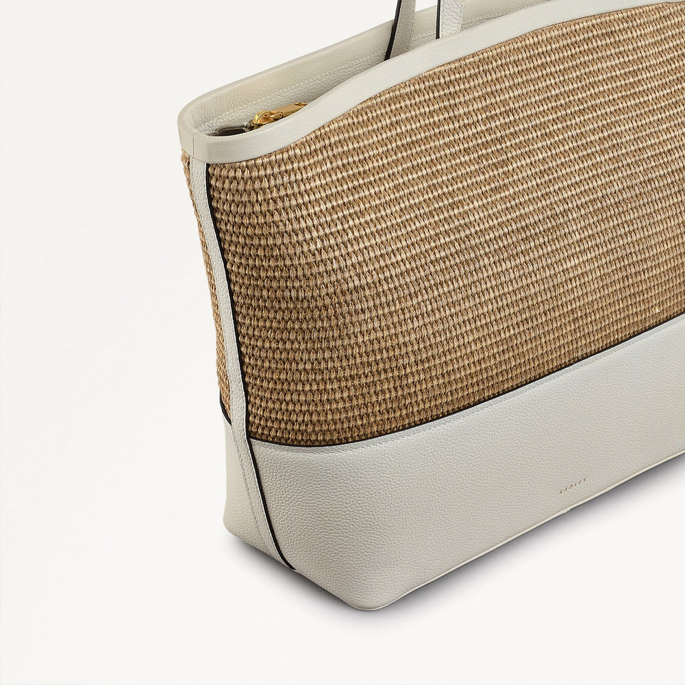 Bishops Lane Leather Large Ziptop Tote Bag in Chalk - 111586