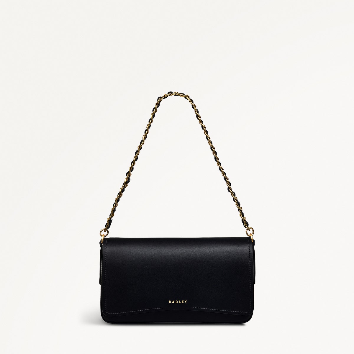 Selsey Street Leather Medium Flapover Shoulder Bag in Black - 111588