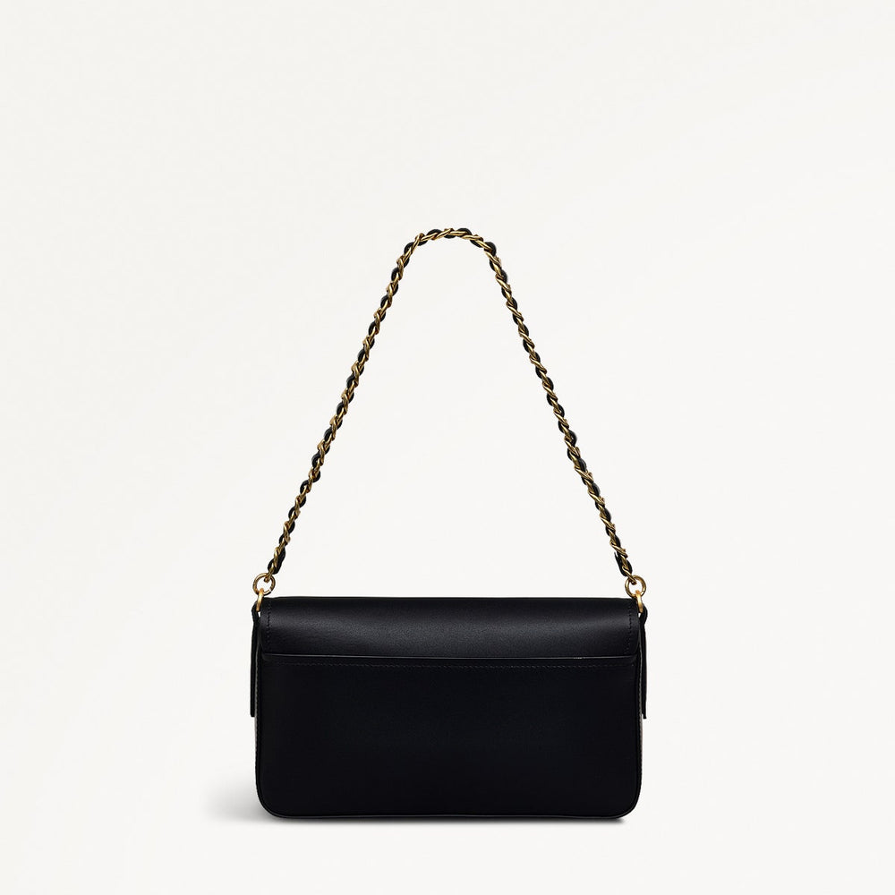 Selsey Street Leather Medium Flapover Shoulder Bag in Black - 111588