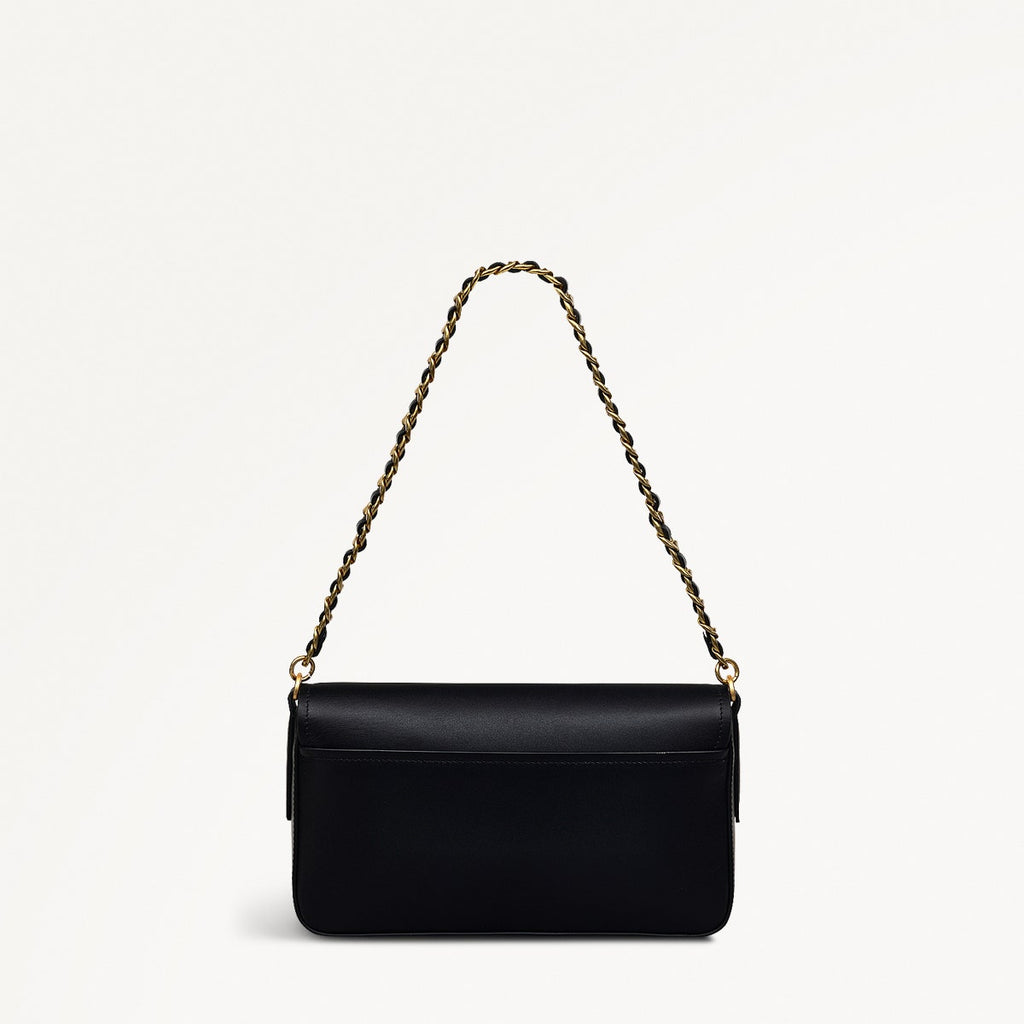 Selsey Street Leather Medium Flapover Shoulder Bag in Black - 111588