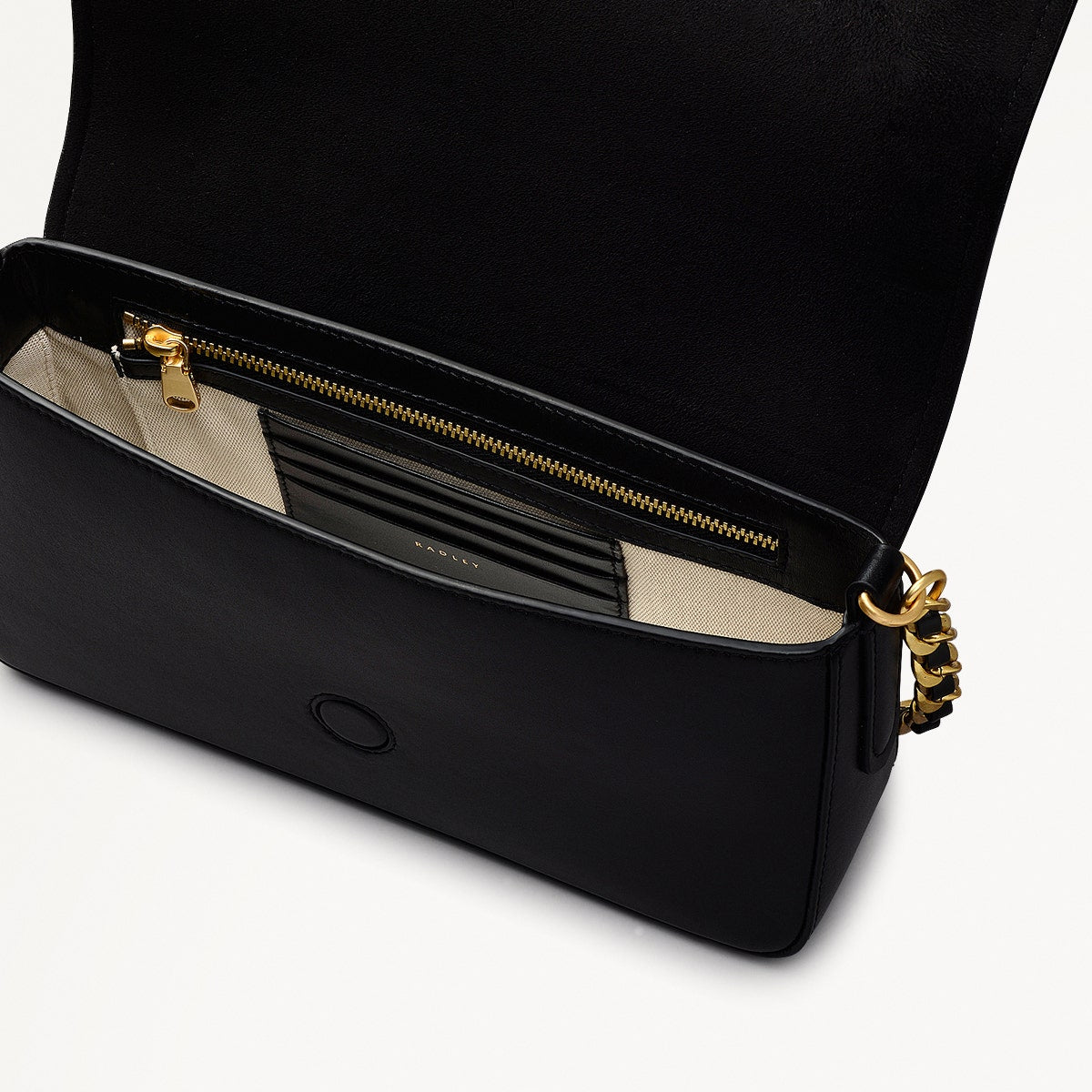 Selsey Street Leather Medium Flapover Shoulder Bag in Black - 111588