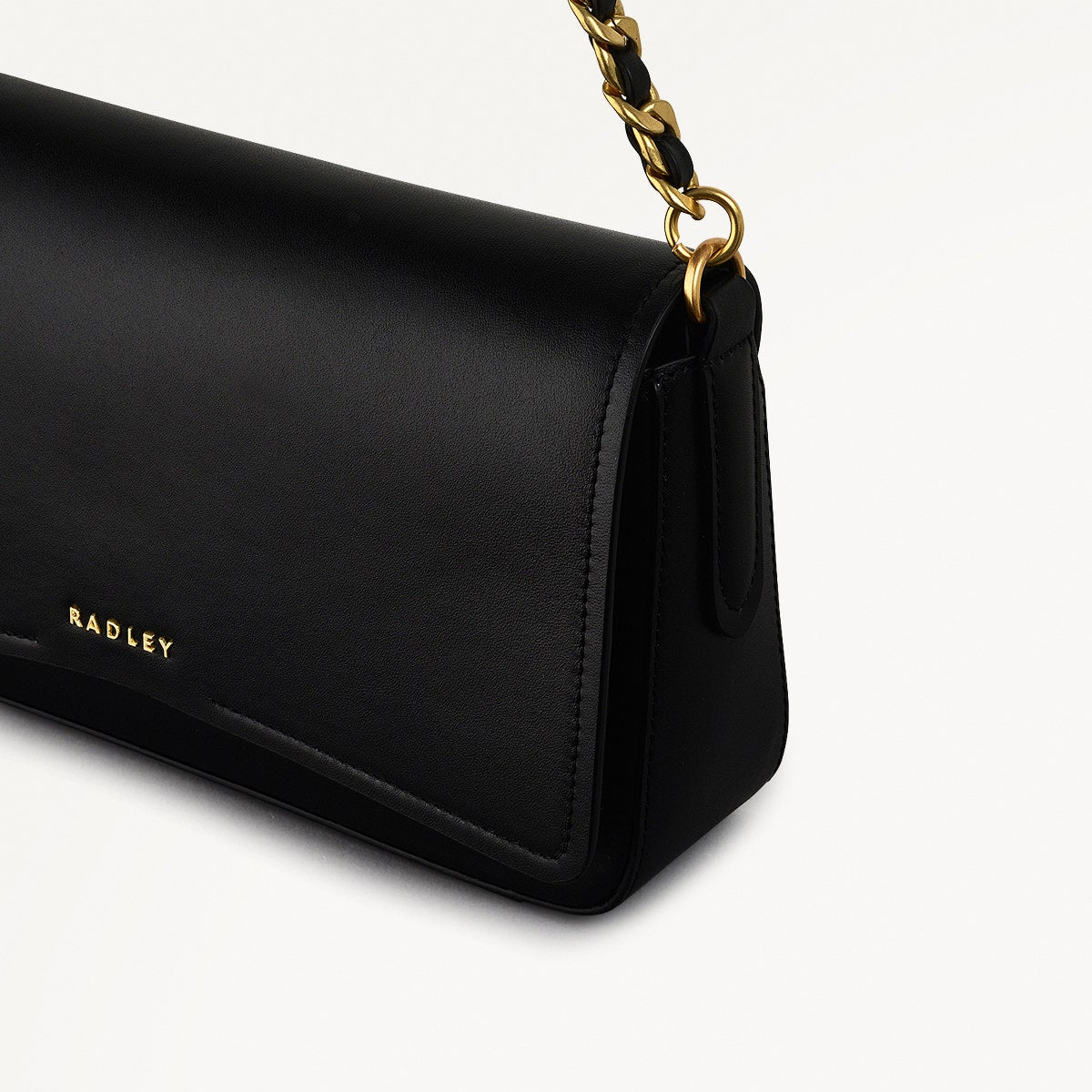 Selsey Street Leather Medium Flapover Shoulder Bag in Black - 111588