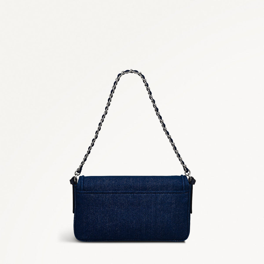 Selsey Street Leather Medium Flapover Shoulder Bag in Indigo - 111591