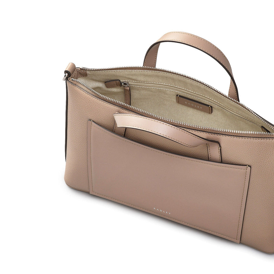 Holmes Avenue Fabric Medium Ziptop Grab Bag in Latte - 111598