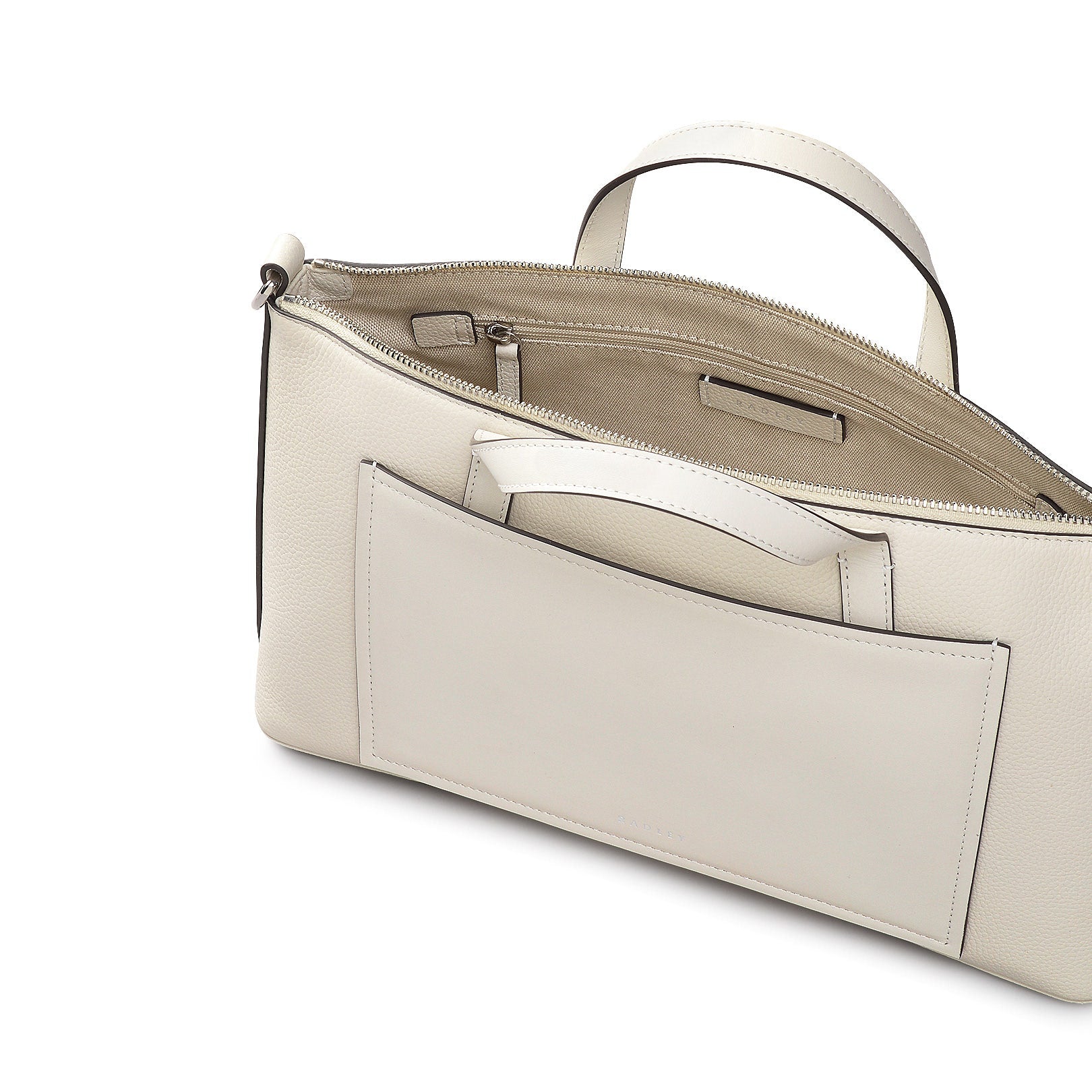 Holmes Avenue Fabric Medium Ziptop Grab Bag in Chalk - 111599