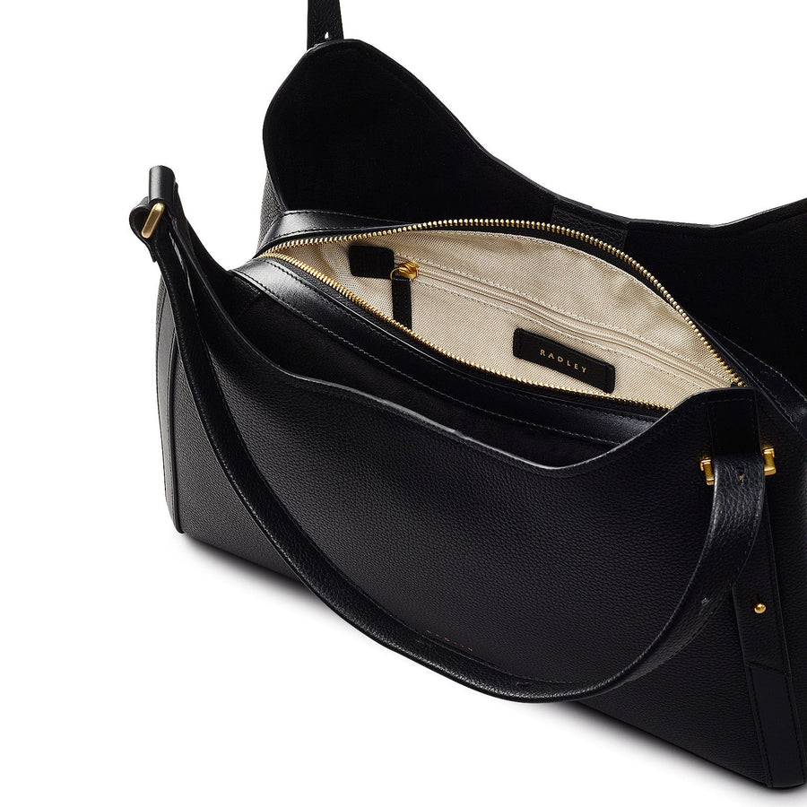 Clarendon Row Fabric Medium Ziptop Grab Bag in Black - 111602