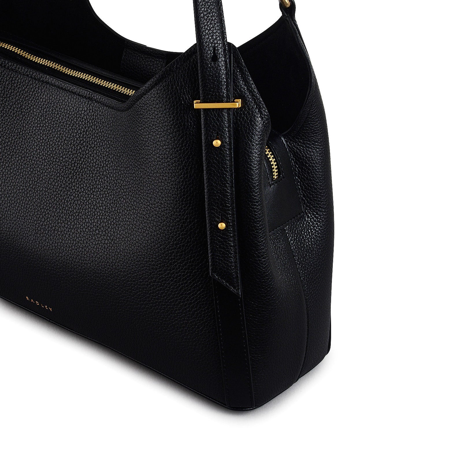 Clarendon Row Fabric Medium Ziptop Grab Bag in Black - 111602