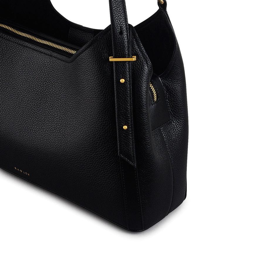 Clarendon Row Fabric Medium Ziptop Grab Bag in Black - 111602