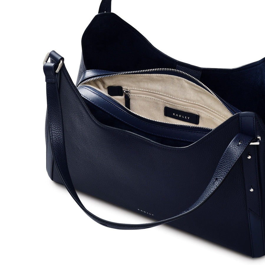 Clarendon Row Fabric Medium Ziptop Grab Bag in Ink - 111603