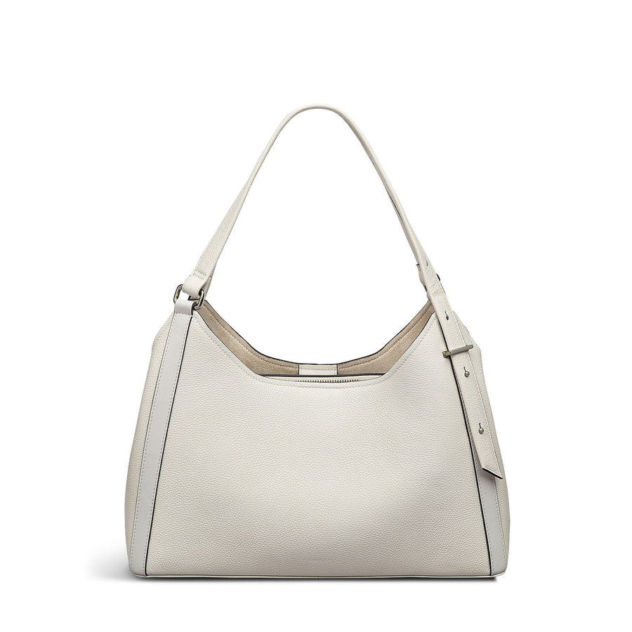 Clarendon Row Fabric Medium Ziptop Grab Bag in Chalk - 111604