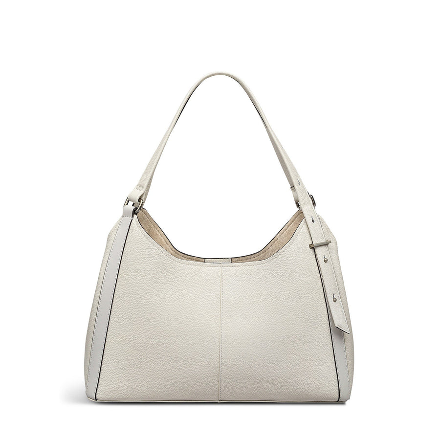 Clarendon Row Fabric Medium Ziptop Grab Bag in Chalk - 111604