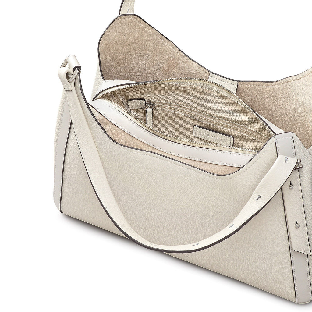 Clarendon Row Fabric Medium Ziptop Grab Bag in Chalk - 111604