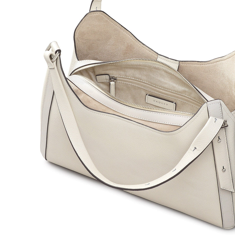 Clarendon Row Fabric Medium Ziptop Grab Bag in Chalk - 111604