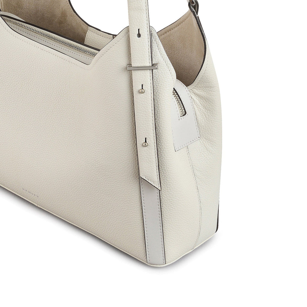 Clarendon Row Fabric Medium Ziptop Grab Bag in Chalk - 111604