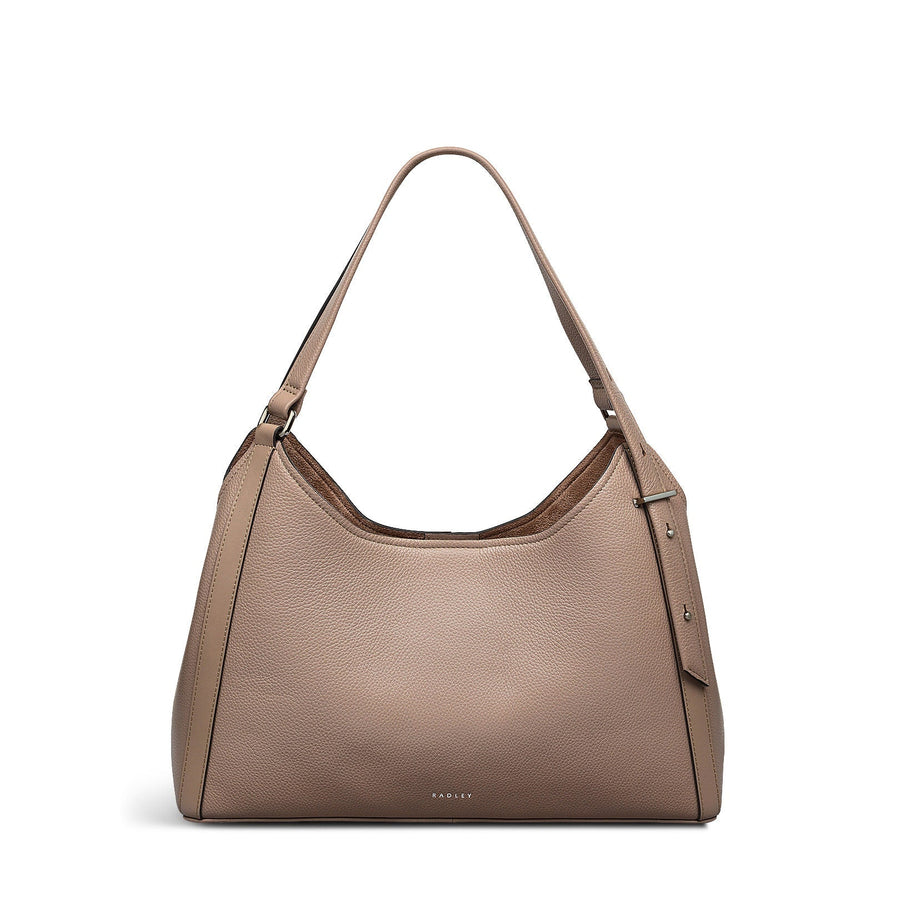 Clarendon Row Fabric Medium Ziptop Grab Bag in Latte - 111605