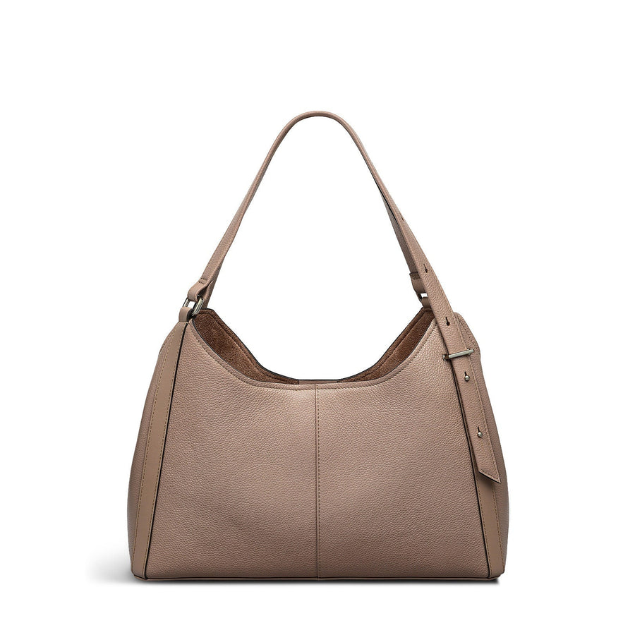 Clarendon Row Fabric Medium Ziptop Grab Bag in Latte - 111605