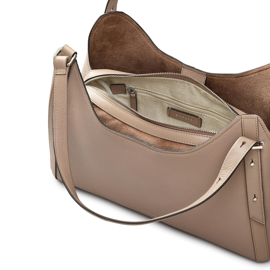 Clarendon Row Fabric Medium Ziptop Grab Bag in Latte - 111605