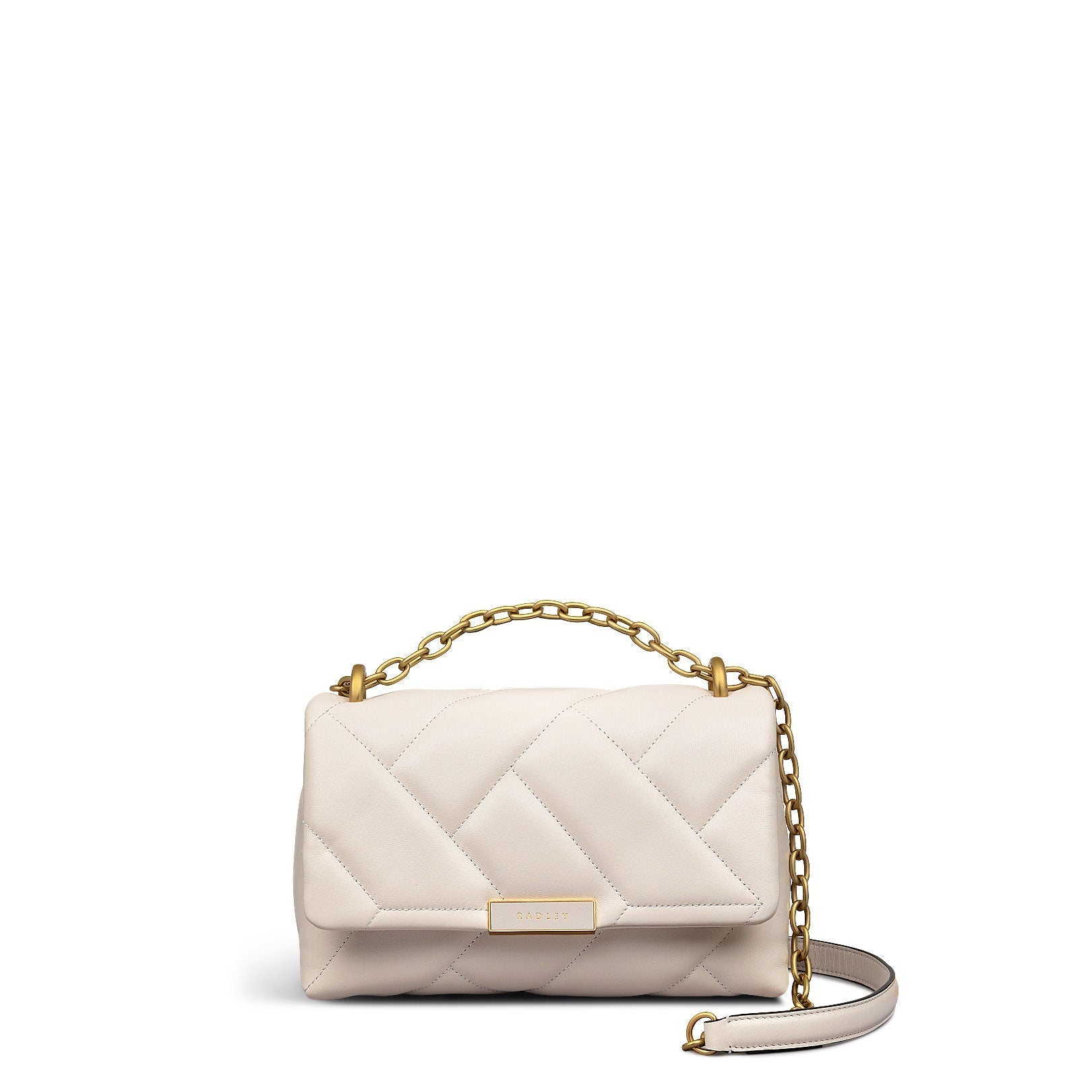 Mill Bay Fabric Medium Flapover Cross Body Bag in Chalk - 111607