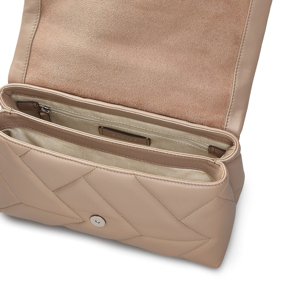 Mill Bay Fabric Medium Flapover Cross Body Bag in Latte - 111608