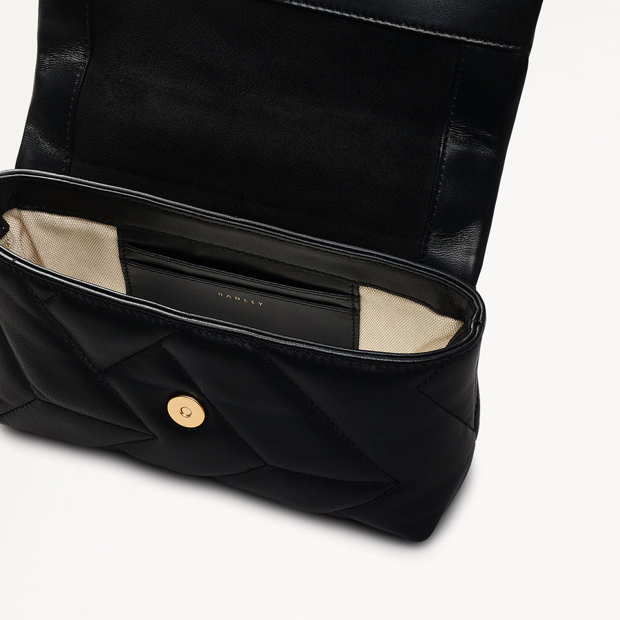 Mill Bay Fabric Small Flapover Cross Body Bag in Black - 111609