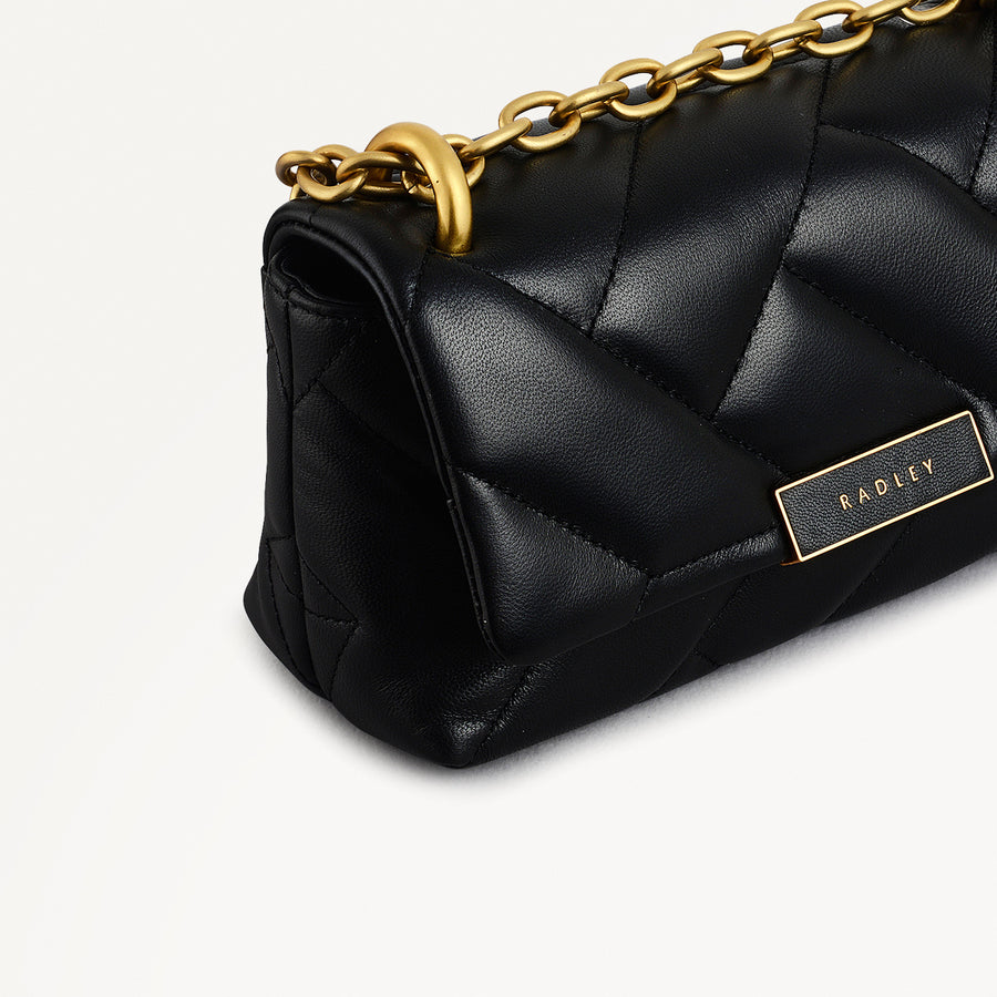 Mill Bay Fabric Small Flapover Cross Body Bag in Black - 111609