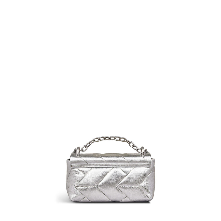 Mill Bay Fabric Small Flapover Cross Body Bag in Silver - 111611