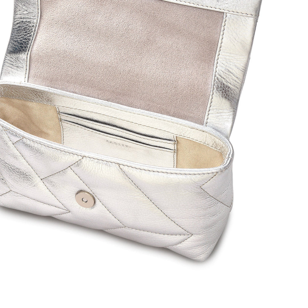 Mill Bay Fabric Small Flapover Cross Body Bag in Silver - 111611