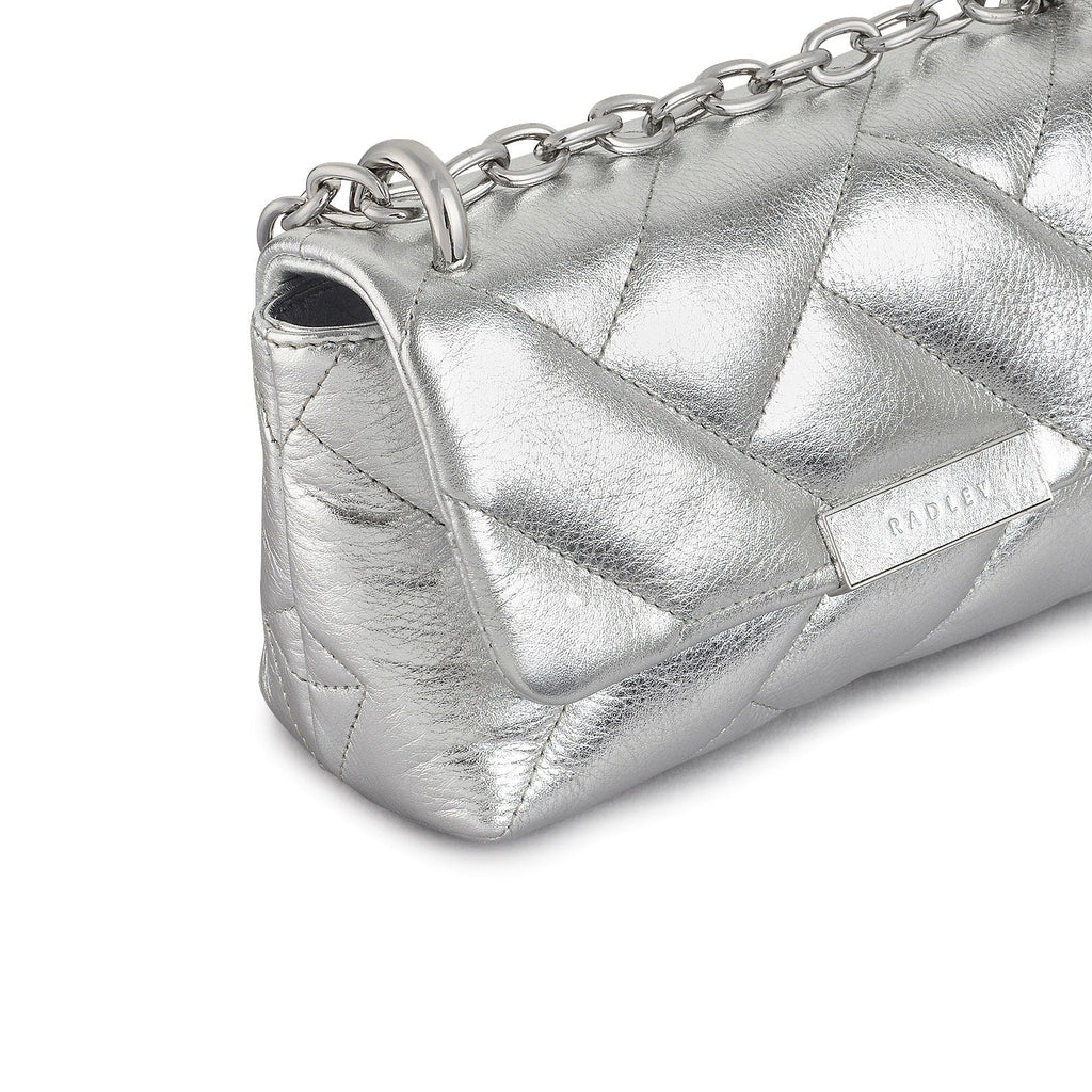 Mill Bay Fabric Small Flapover Cross Body Bag in Silver - 111611