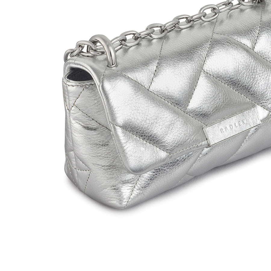 Mill Bay Fabric Small Flapover Cross Body Bag in Silver - 111611