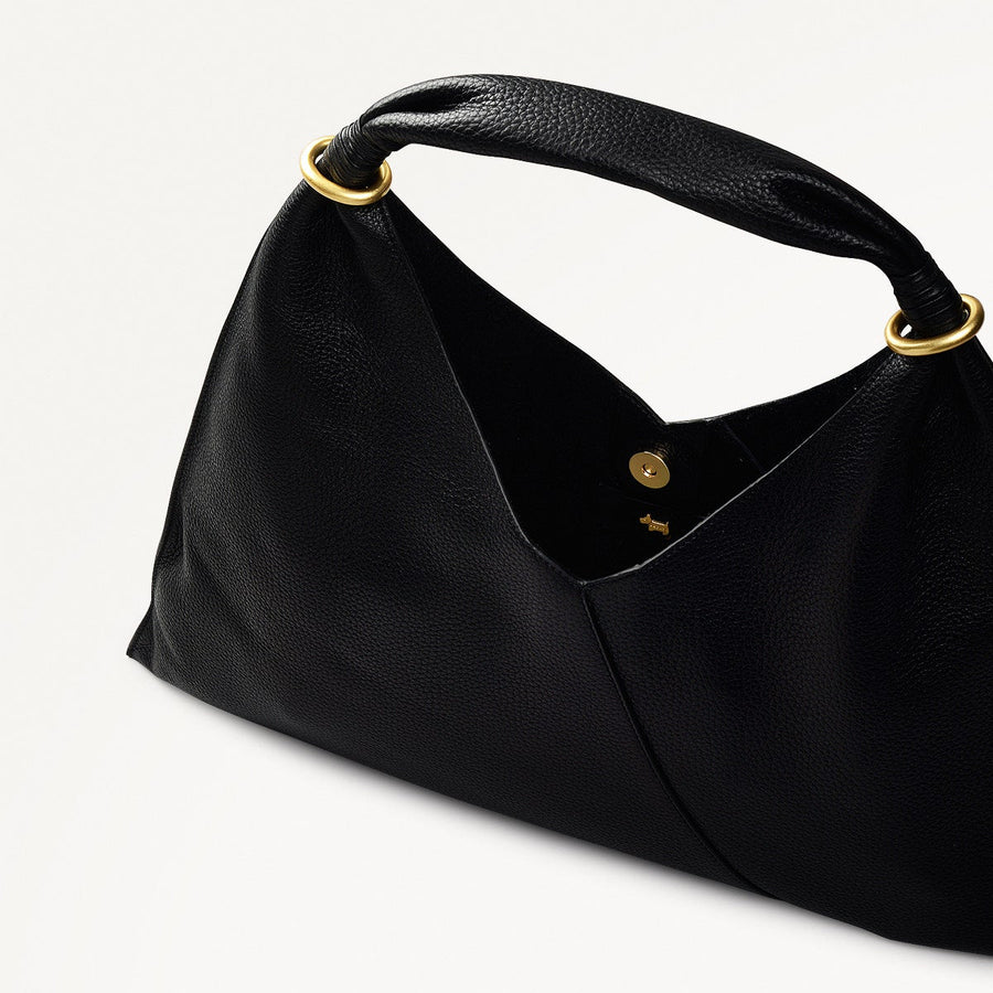 Hay's Mews Fabric Medium Open Top Shoulder Bag in Black - 111612