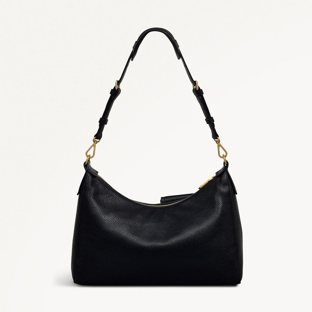 Norbury Close Fabric Medium Ziptop Shoulder Bag in Black - 111614