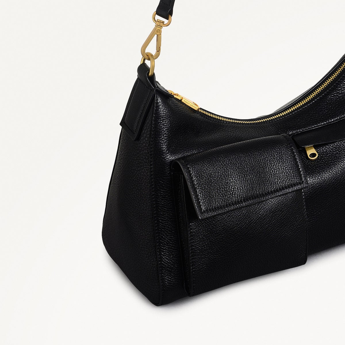 Norbury Close Fabric Medium Ziptop Shoulder Bag in Black - 111614