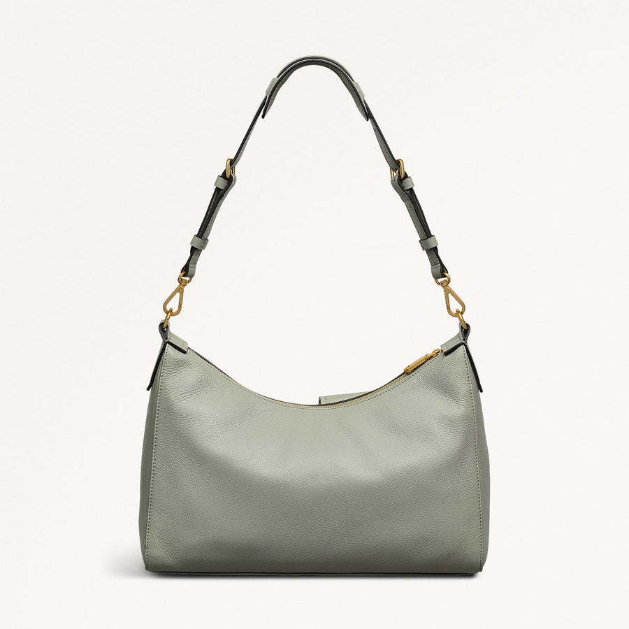 Norbury Close Fabric Medium Ziptop Shoulder Bag in Drizzle - 111615