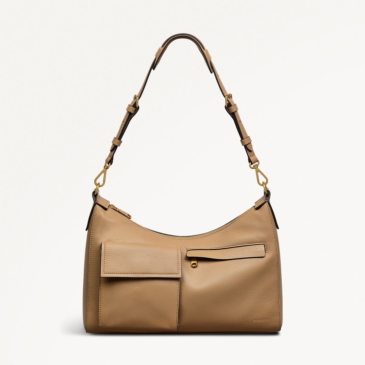 Norbury Close Fabric Medium Ziptop Shoulder Bag Biscuit