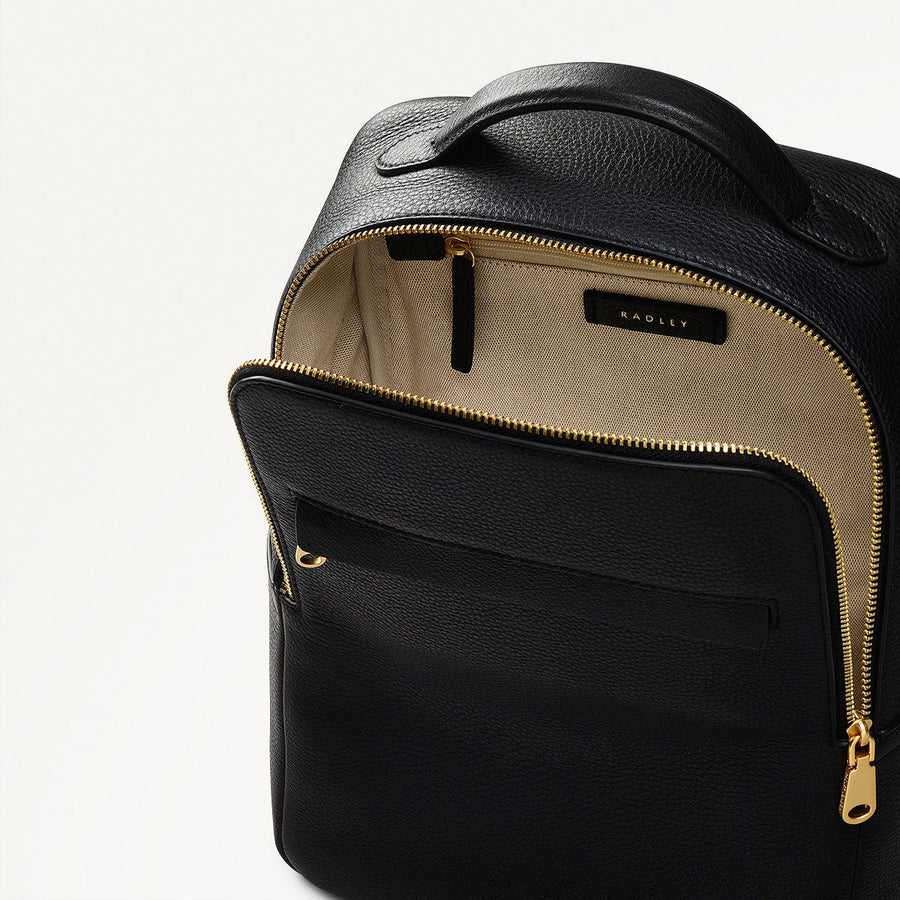 Norbury Close Fabric Small Zip Around Backpack in Black - 111617