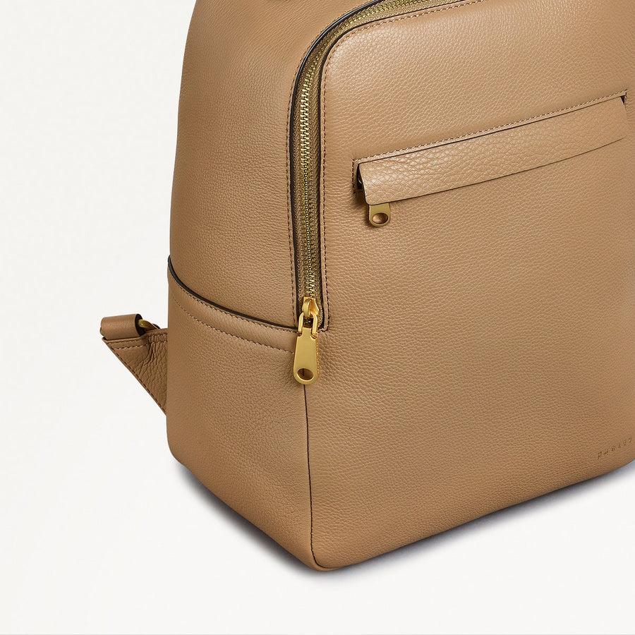 Norbury Close Fabric Small Zip Around Backpack in Biscuit - 111619