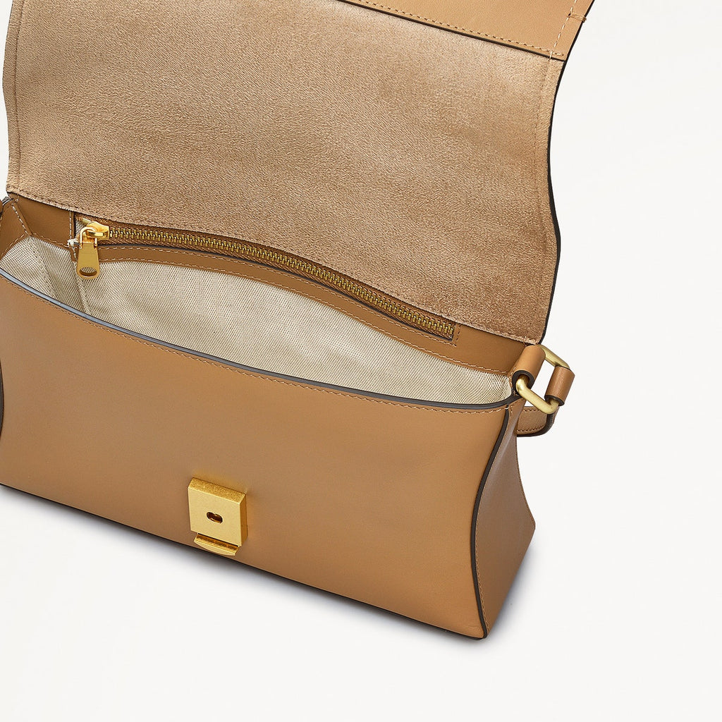 Ellerdine Way Fabric Medium Flapover Cross Body Bag in Biscuit - 111621